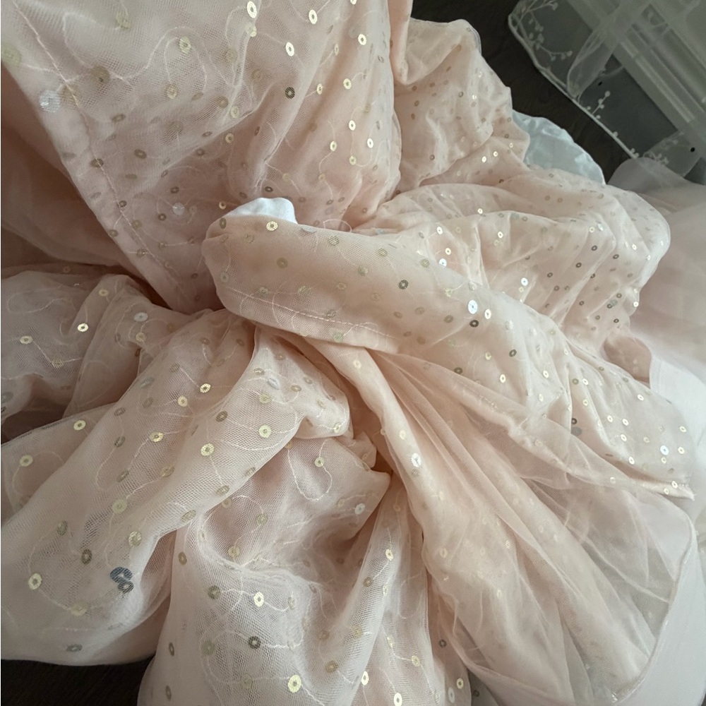 Elegant Pink Sequin crib skirt